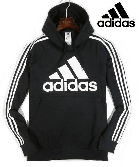 K火11408新品▼ アディダス ▼ プルオーバーフーディー 裏フリース 【 XO 】 スウェットパーカ adidas クルーネットパーカ ビッグロゴ 黒系_画像1