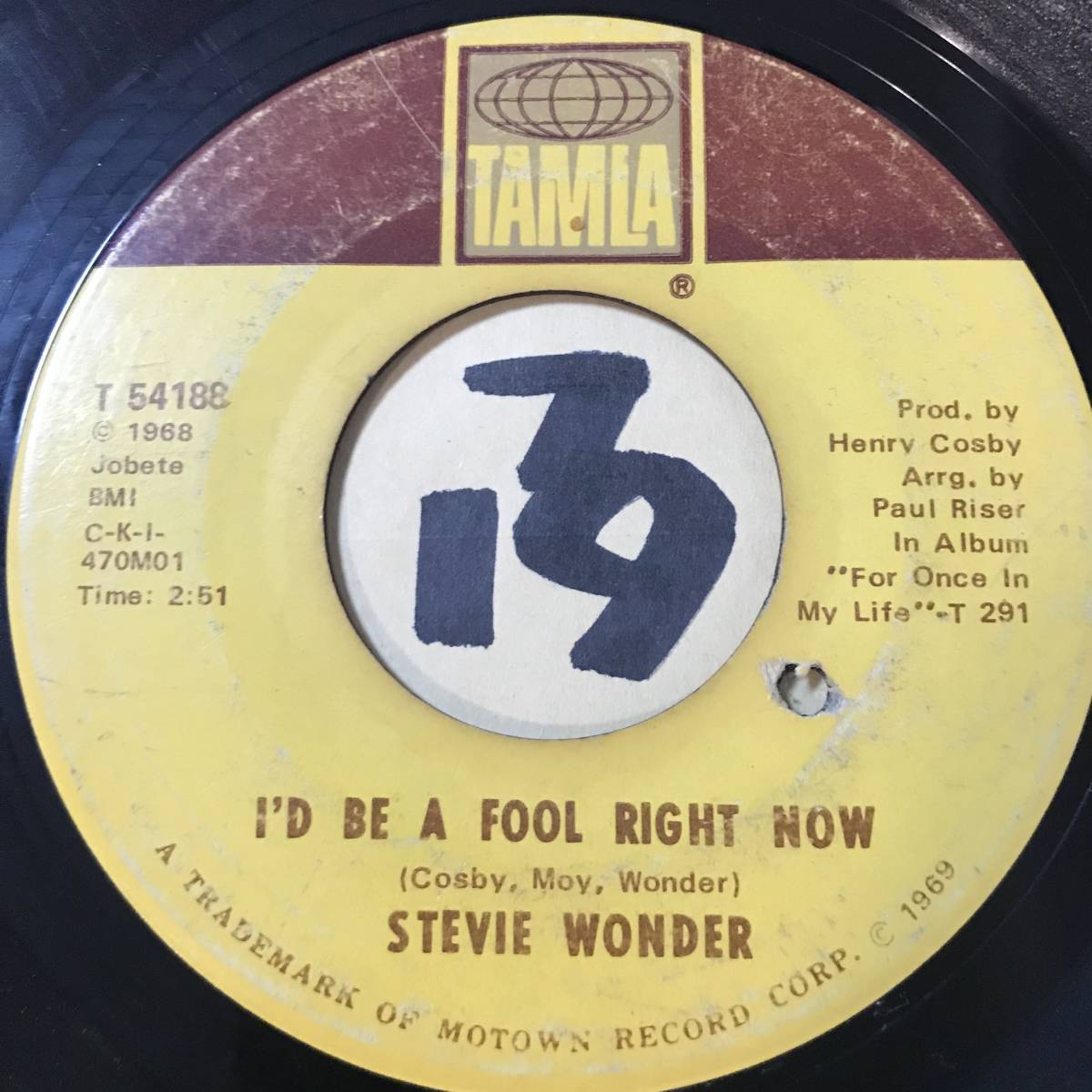 試聴 STEVIE WONDER I’D BE A FOOL RIGHT NOW / YESTER-ME, YESTER-YOU, YESTERDAY 両面VG+ SOUNDS VG++ _画像1