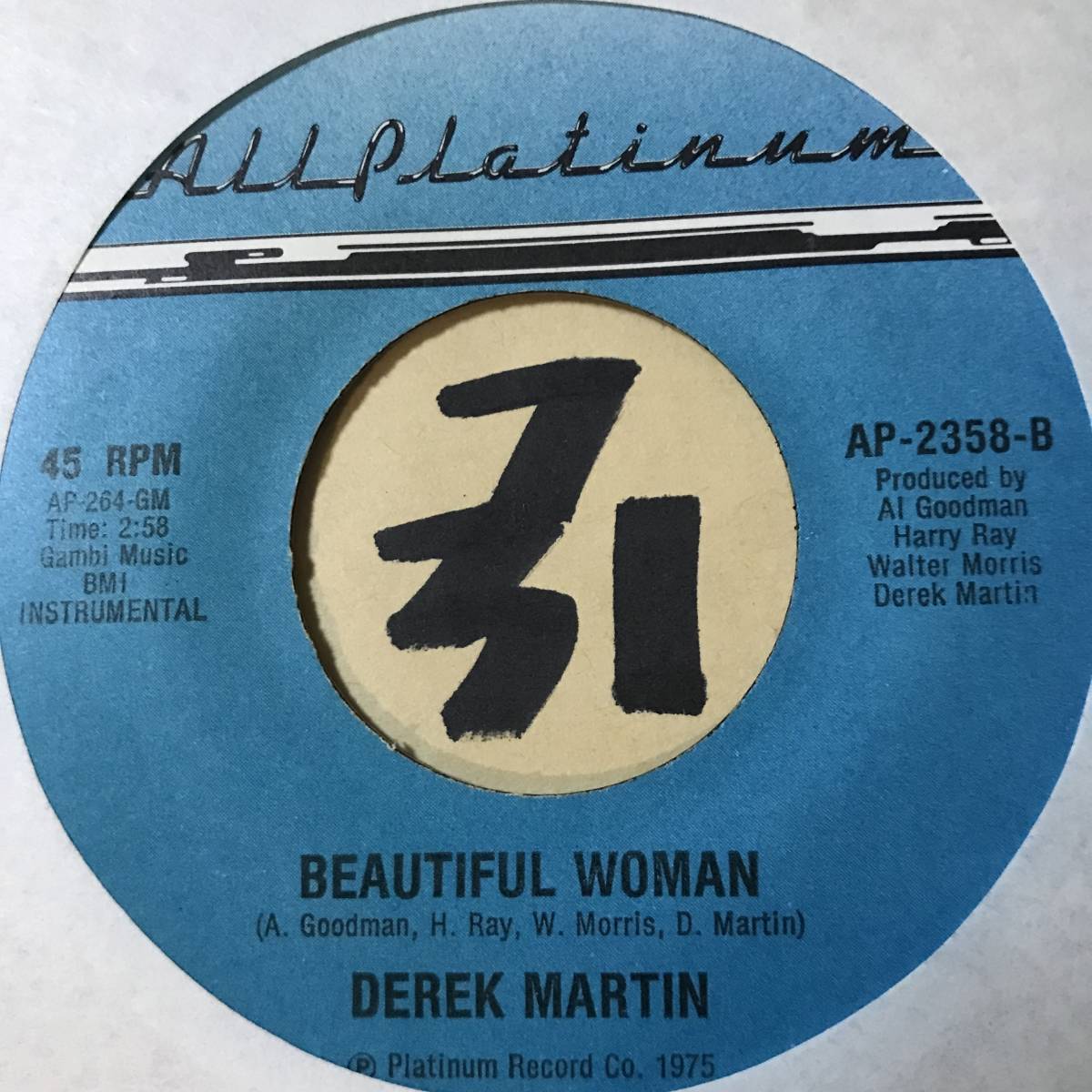 新品 THE MOMENTS作曲・制作/爽快スイートなボルチモア・ダンサー DEREK MARTIN BEAUTIFUL WOMAN VOCAL / INST 1975 _画像2