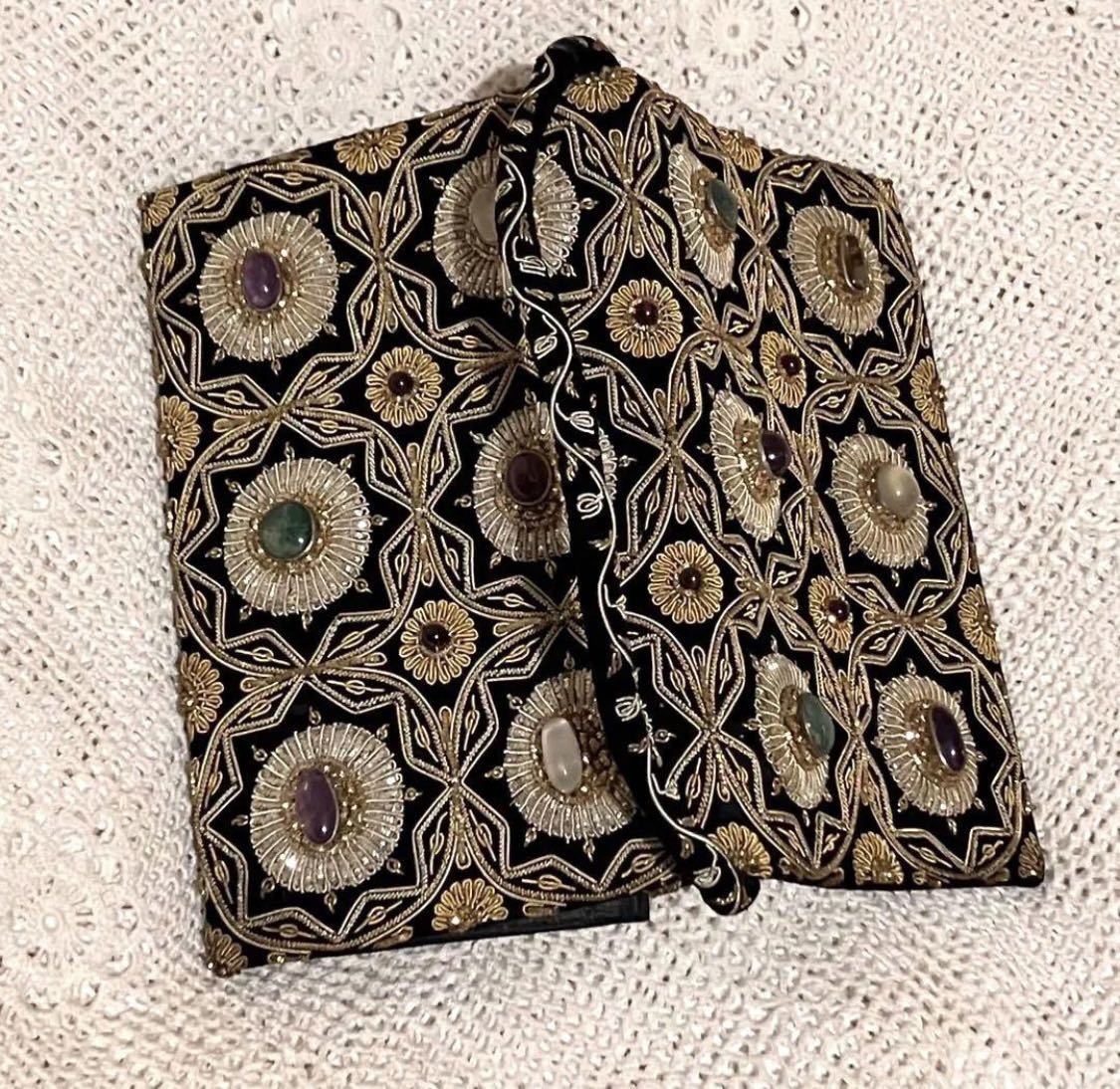 vintage インド ザリ刺繍 天然石 ビジュー ビーズ 刺繍 パーティ vintage インド ザリ刺繍 天然石 ビジュー ビーズ 刺繍 パーティ