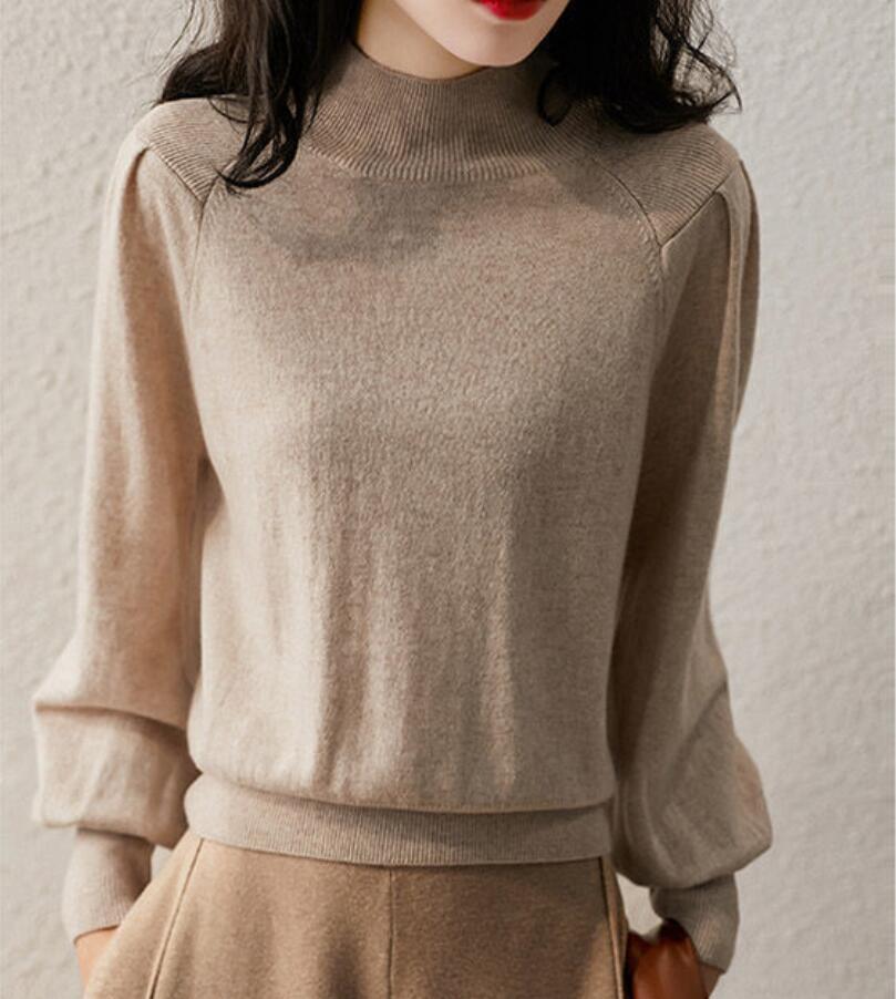  including in a package 1 ten thousand jpy free shipping #S-XL size # autumn winter elegant stylish . quality adult 20304050 fee high‐necked kashu cool knitted tops # khaki 