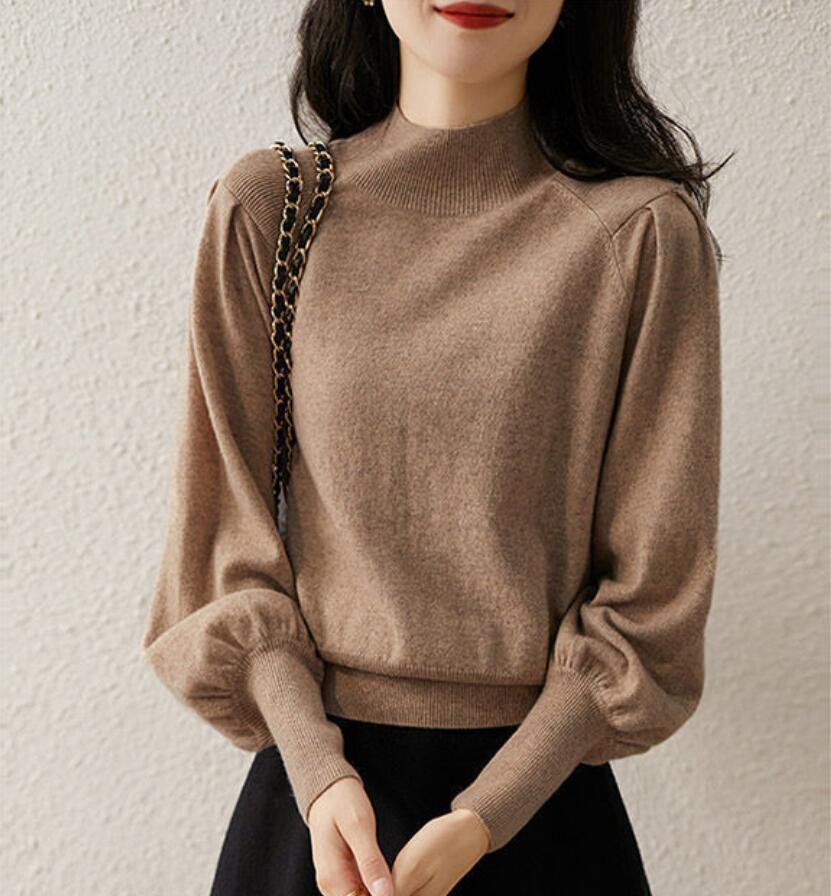  including in a package 1 ten thousand jpy free shipping #S-XL size # autumn winter elegant stylish . quality adult 20304050 fee high‐necked kashu cool knitted tops # khaki 
