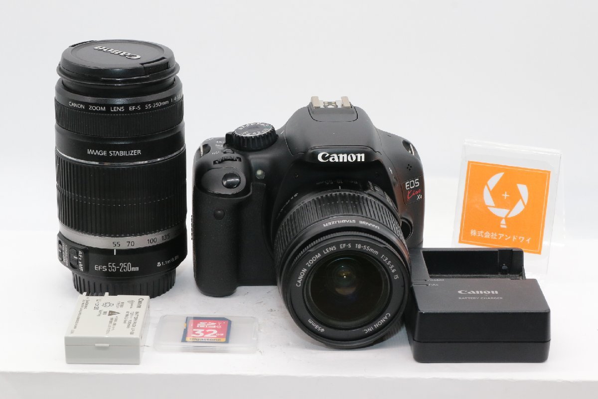 【良品/動作保証/初心者向】CANON キャノン EOS KISS X4 + レンズ２本 (シャッター22024回、バッテリー、充電器、SDメモリー付）＃4180_画像1