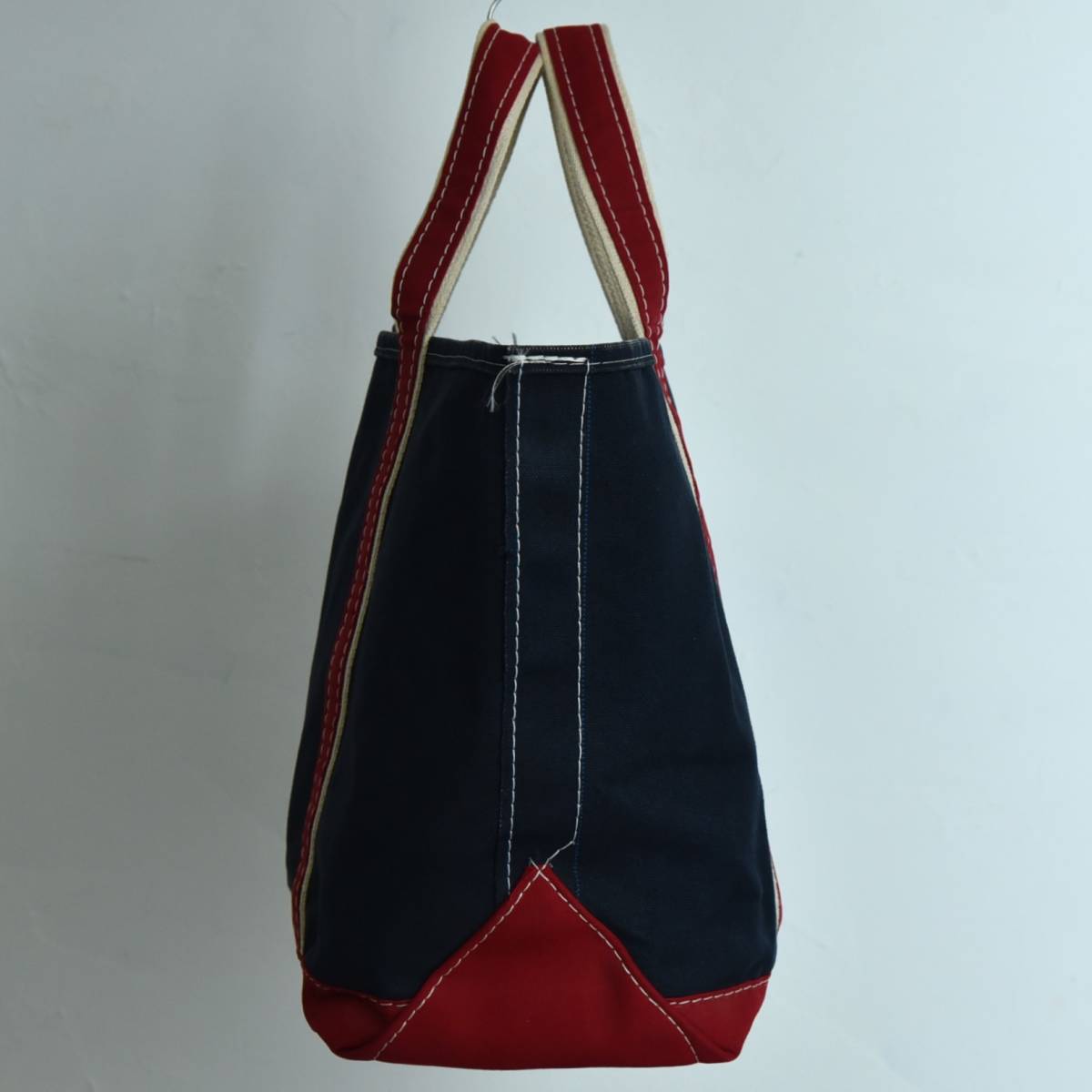 状態◎ 希少！ ギザタグ！ 80s L.L.Bean デラックス BOAT AND TOTE キャンバス トートバッグ ビンテージ ネイビー レッド ラージ_画像5