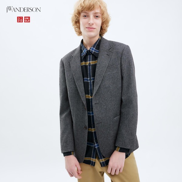 UNIQLO JWANDERSON テーラードジャケット(ウールブレンド) Lサイズ ダークグレー 2023年モデル JW ANDERSON コラボ_画像2