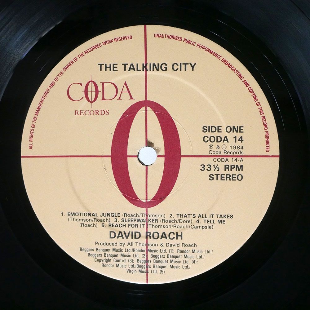 英 DAVID ROACH/TALKING CITY/CODA CODA14 LP_画像2