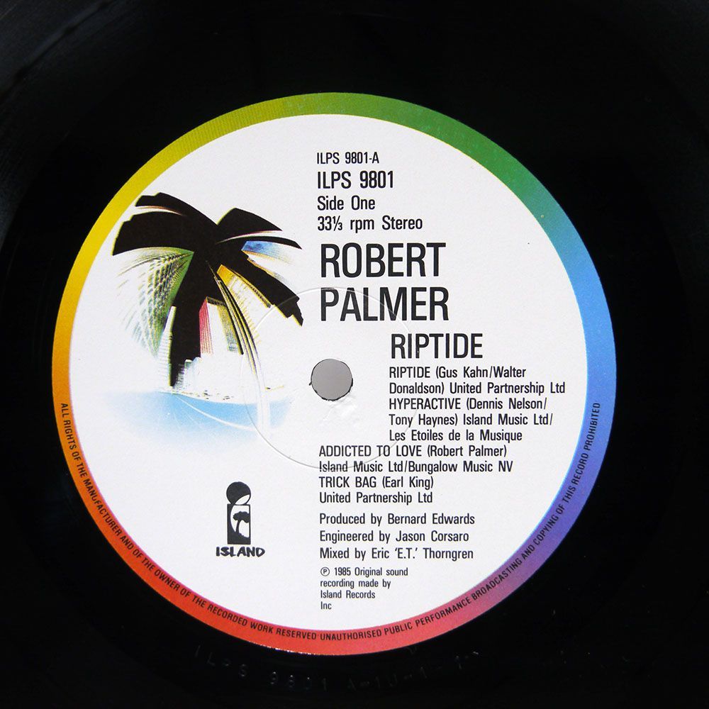 米 ROBERT PALMER/RIPTIDE/ISLAND ILPS9801 LP_画像2