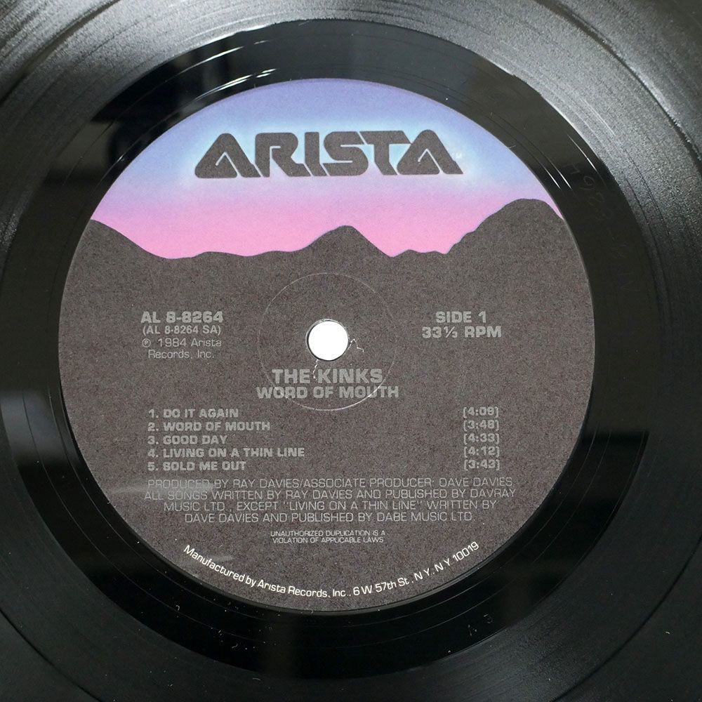 米 KINKS/WORD OF MOUTH/ARISTA AL88264 LP_画像2