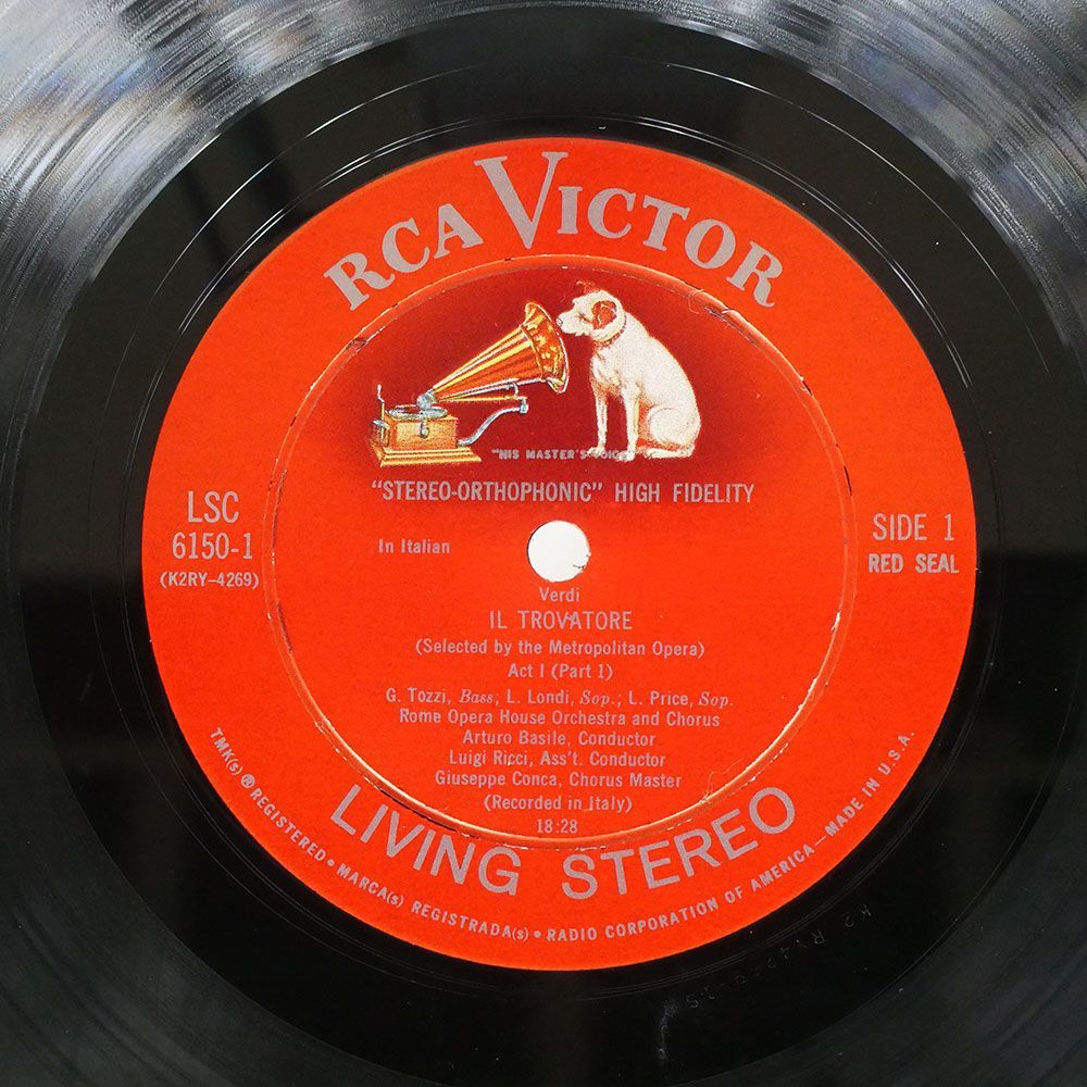 米 影犬 living stereo アルトゥーロ・バジーレ/ヴェルディ イル・トロヴァトーレ/RCA VICTOR LSC6150 LP_画像2