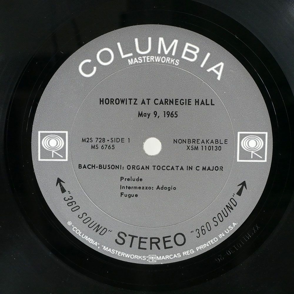 米 ホロヴィッツ/AN HISTORIC RETURN HOROWITZ AT CARNEGIE HALL/COLUMBIA MASTERWORKS M2S728 LP_画像2