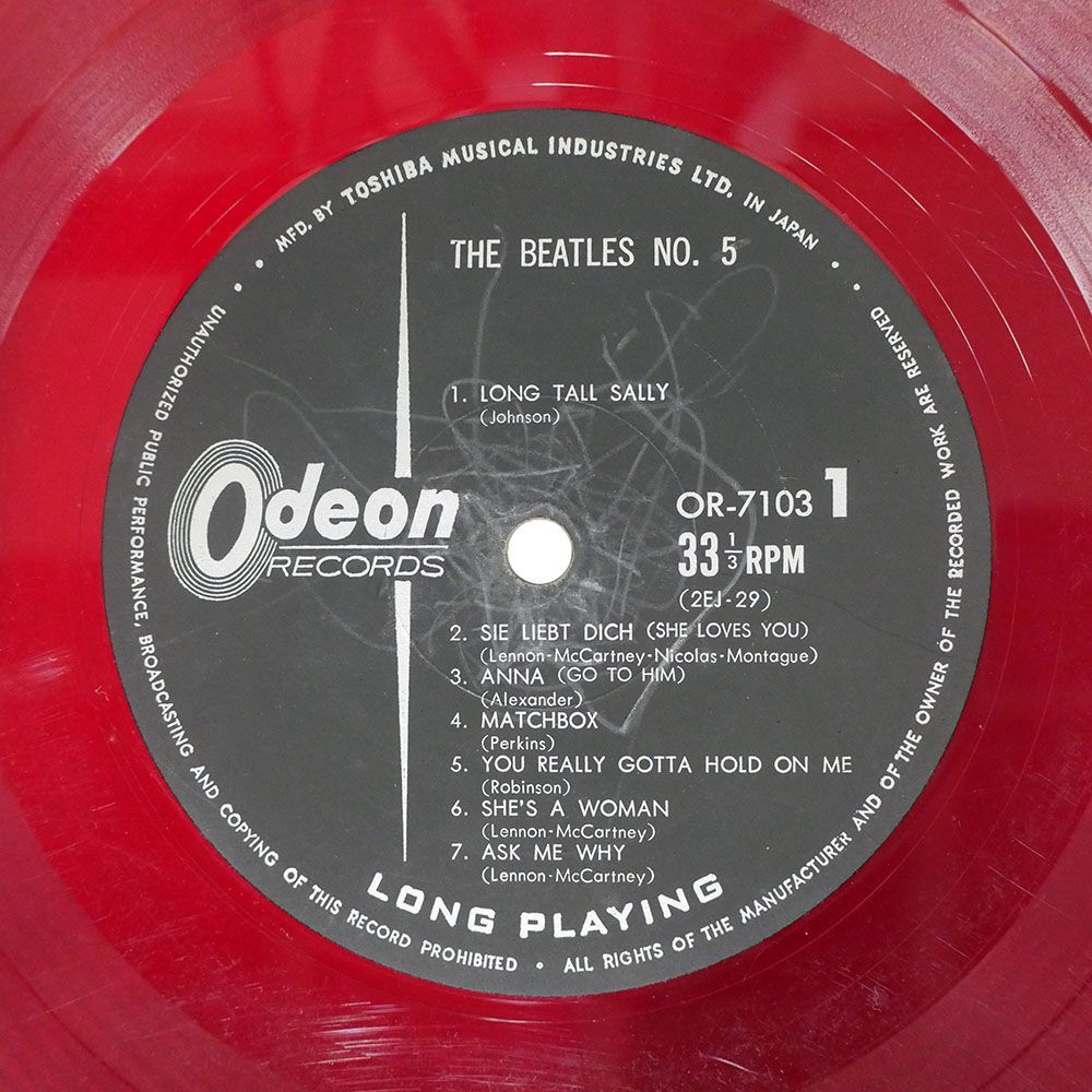 赤盤 ビートルズ/NO.5/ODEON OR7103 LP_画像2