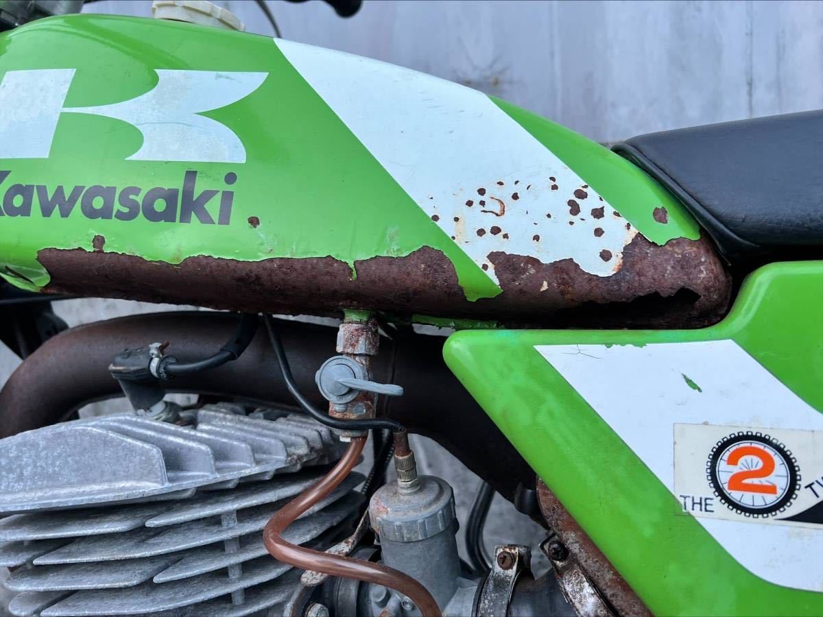 中古車 実動 現車販売 低走行 トライアルバイク kAWASAKI カワサキ KT250 GREEN 走行489km オフロード 書類有_画像6