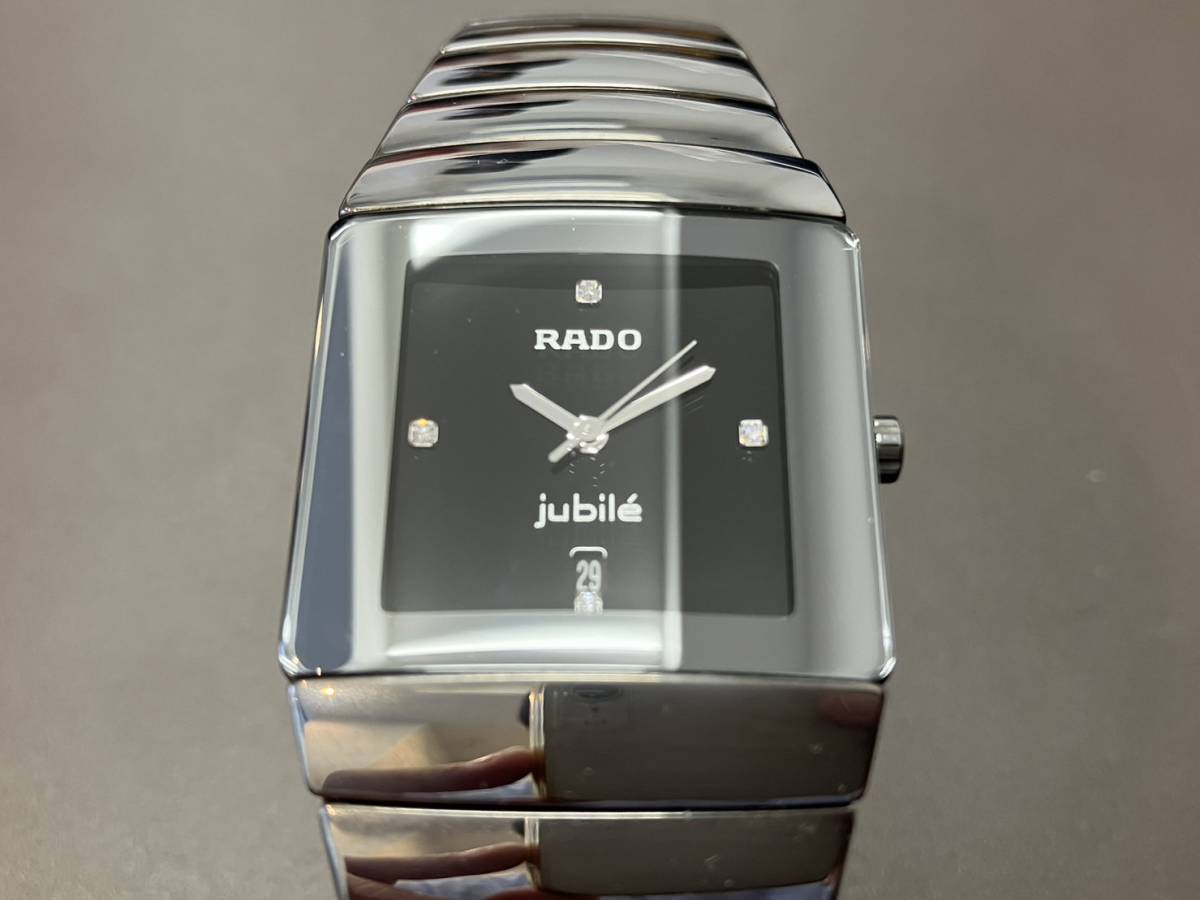 □【売り切り】美品 ラドー RADO ダイヤスター ジュビリー jubile 152.0332.3 メンズ時計 クォーツ 黒文字盤_画像3