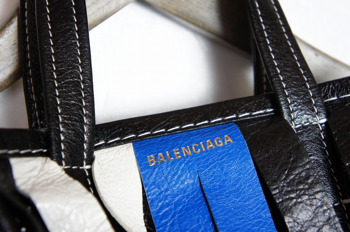 国内正規 美品BALENCIAGA バレンシアガ Small Multicolor Leather Bazar Fring バザール ショッパースモール バッグ 517167 本物1024N▲_画像5