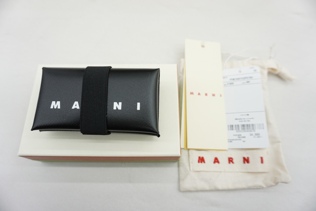 新品 正規 23AW MARNI マルニ ポリエステル ロゴ コンパクト ウォレット 財布 コインケース 小銭入れ 黒PFMI0007U2P5769本物1112N▲_画像1