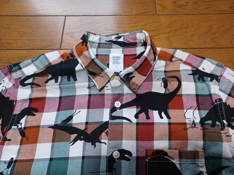 グラニフ　ネルシャツ　Mサイズ　美品　恐竜シリーズ(トリケラトプスなど)　Design Tshirts Store graniph_画像4