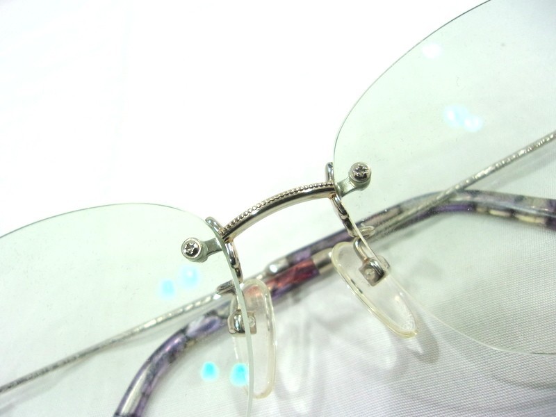 1000円スタート 眼鏡 Paris Miki AU-158WO K14WG Super Smooth □16 フレーム無 度入り眼鏡 総重量約22.0g ケース付 10 HH1014_画像7