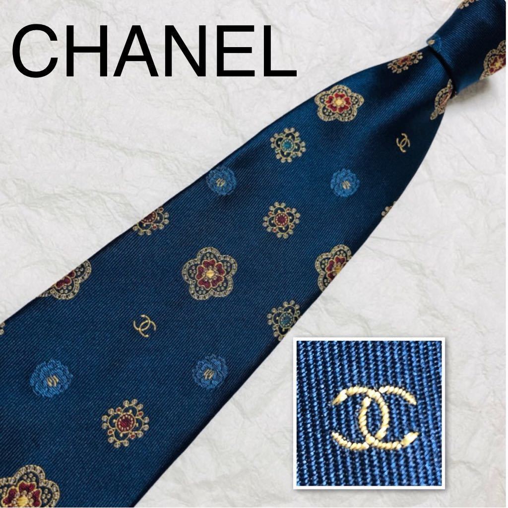 未使用品 CHANEL シャネル ネクタイ ブルー 青 高級シルク タイ シルク 