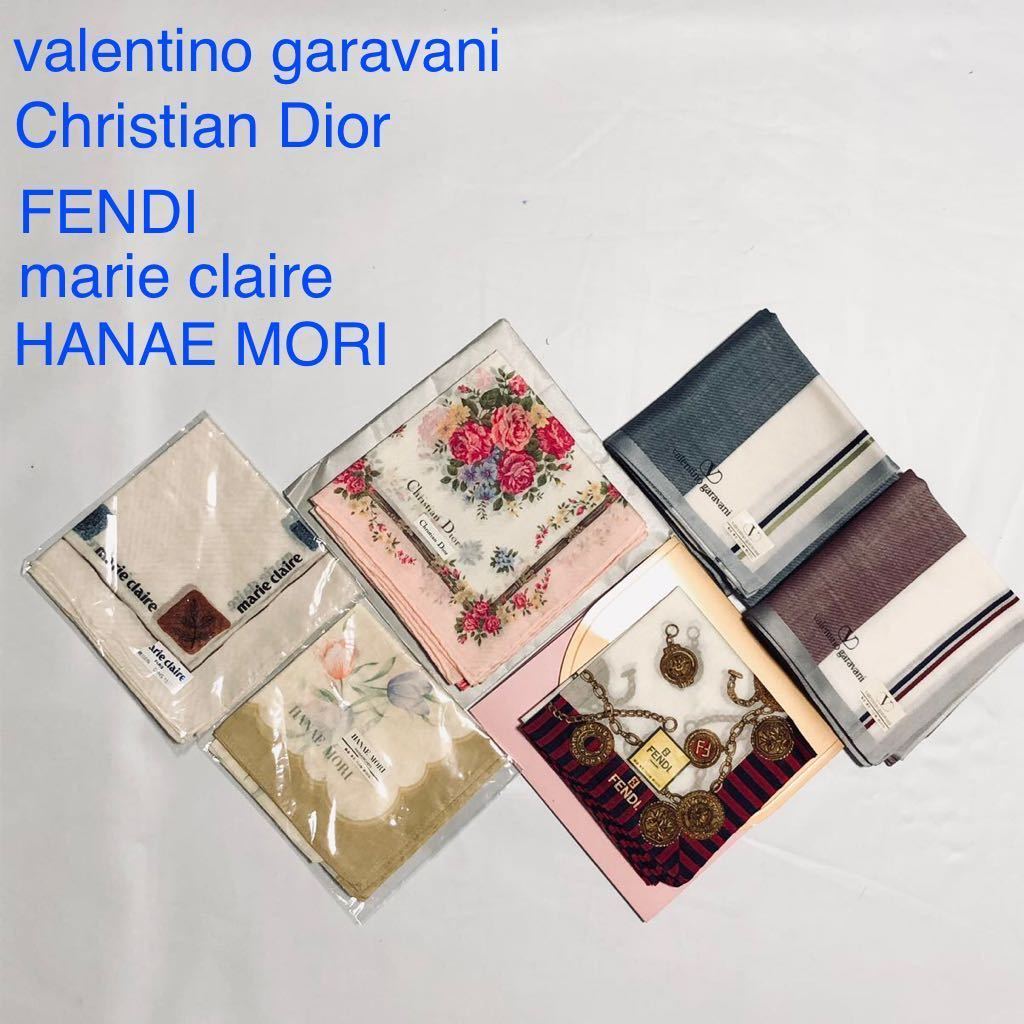 ■新品未使用■ブランドハンカチ　6枚セット　Dior、FENDI、VALENTINO GARAVANI等_画像1