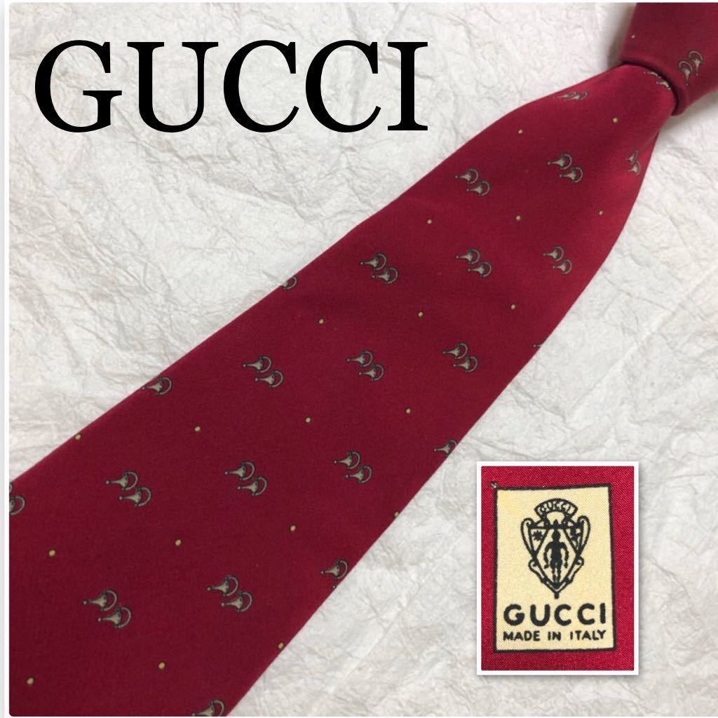 GUCCI グッチ ネクタイ ドット 馬具 あぶみ 総柄 シルク100 GUCCI グッチ ネクタイ ドット 馬具 あぶみ 総柄 シルク100