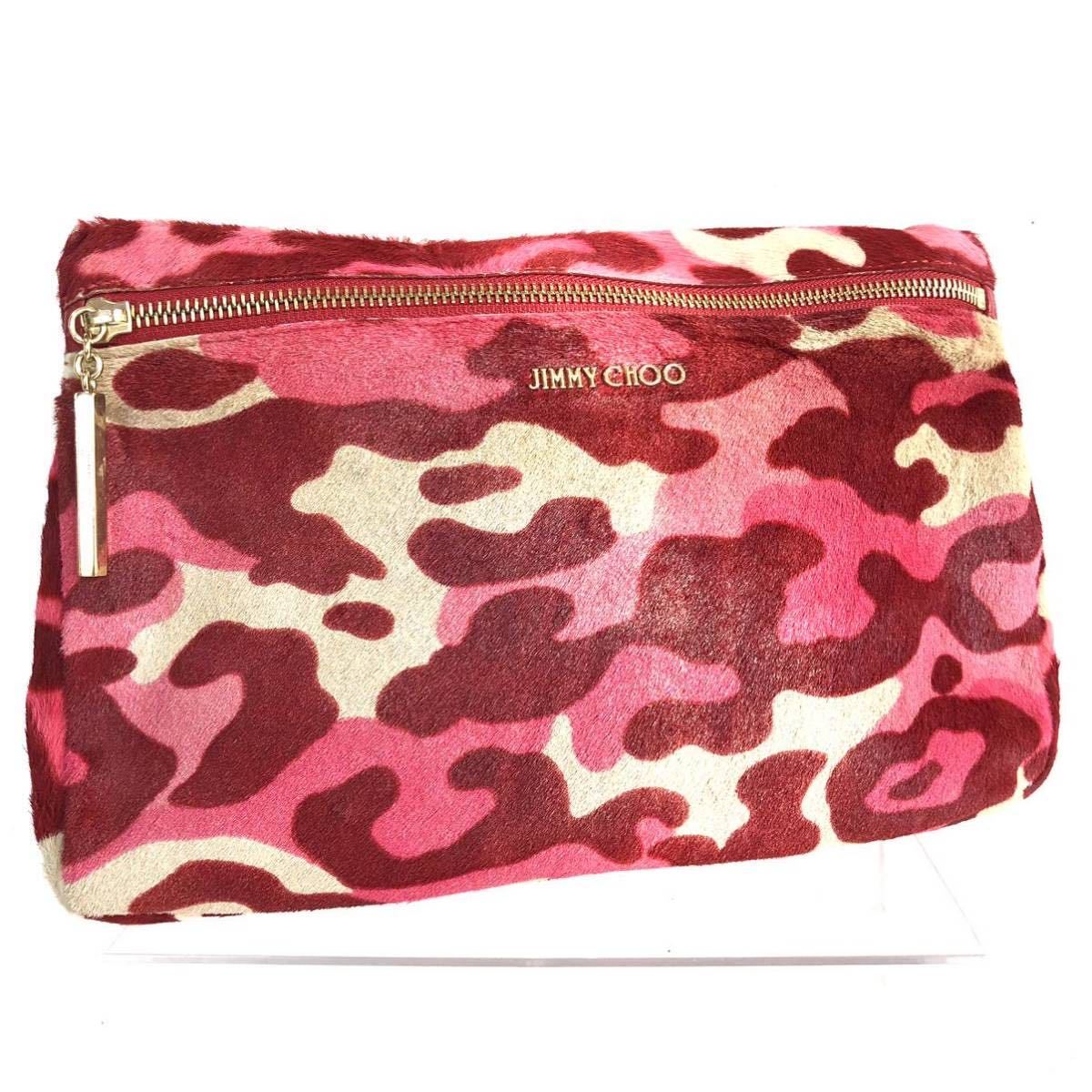 # beautiful goods #JIMMY CHOO Jimmy Choo clutch bag is lako leather Leopard animal red × pink Italy made 