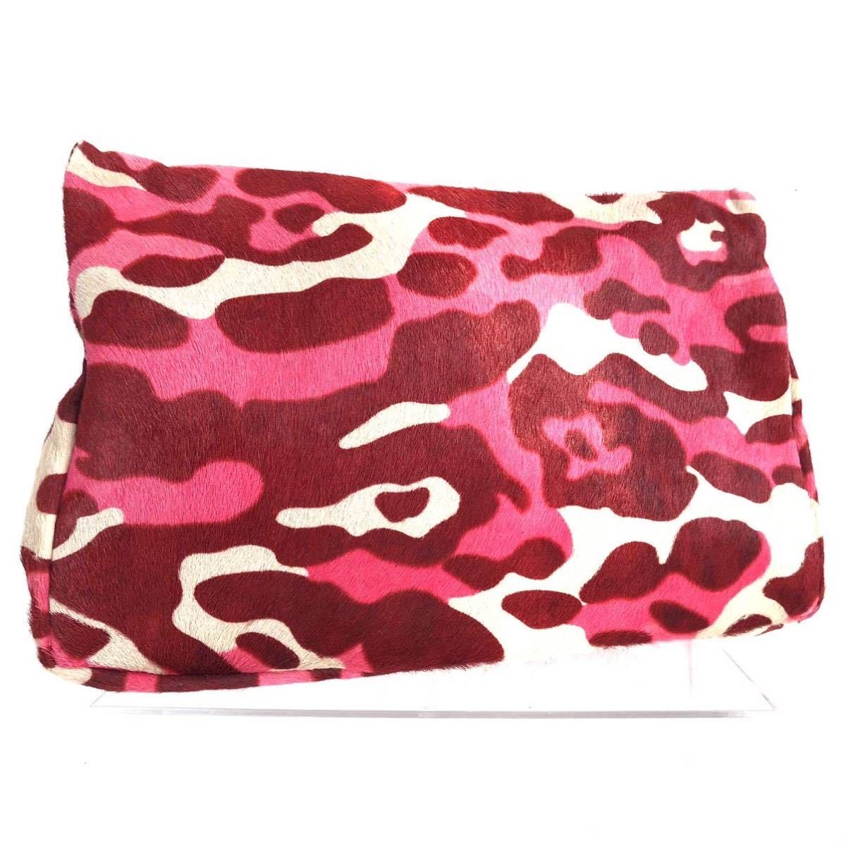 # beautiful goods #JIMMY CHOO Jimmy Choo clutch bag is lako leather Leopard animal red × pink Italy made 