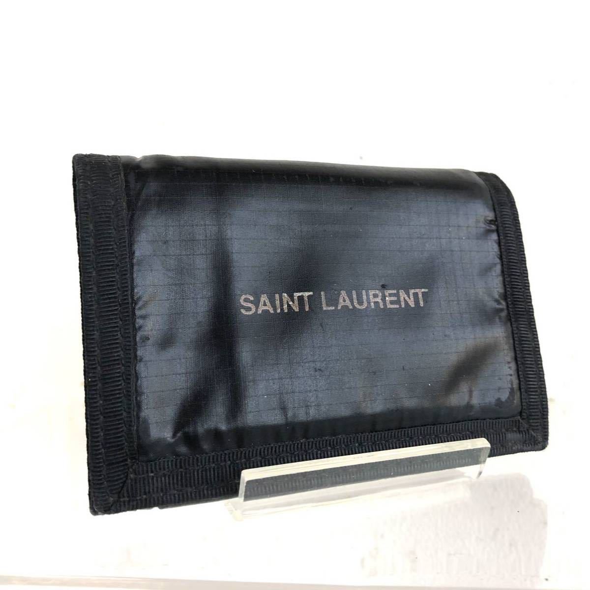 ■超希少■定価5.2万円■SAINT LAUREN PARIS サンローランパリ　NUXX ヌックス　コンパクトウォレット　三つ折り　イタリア製　ブラック_画像1