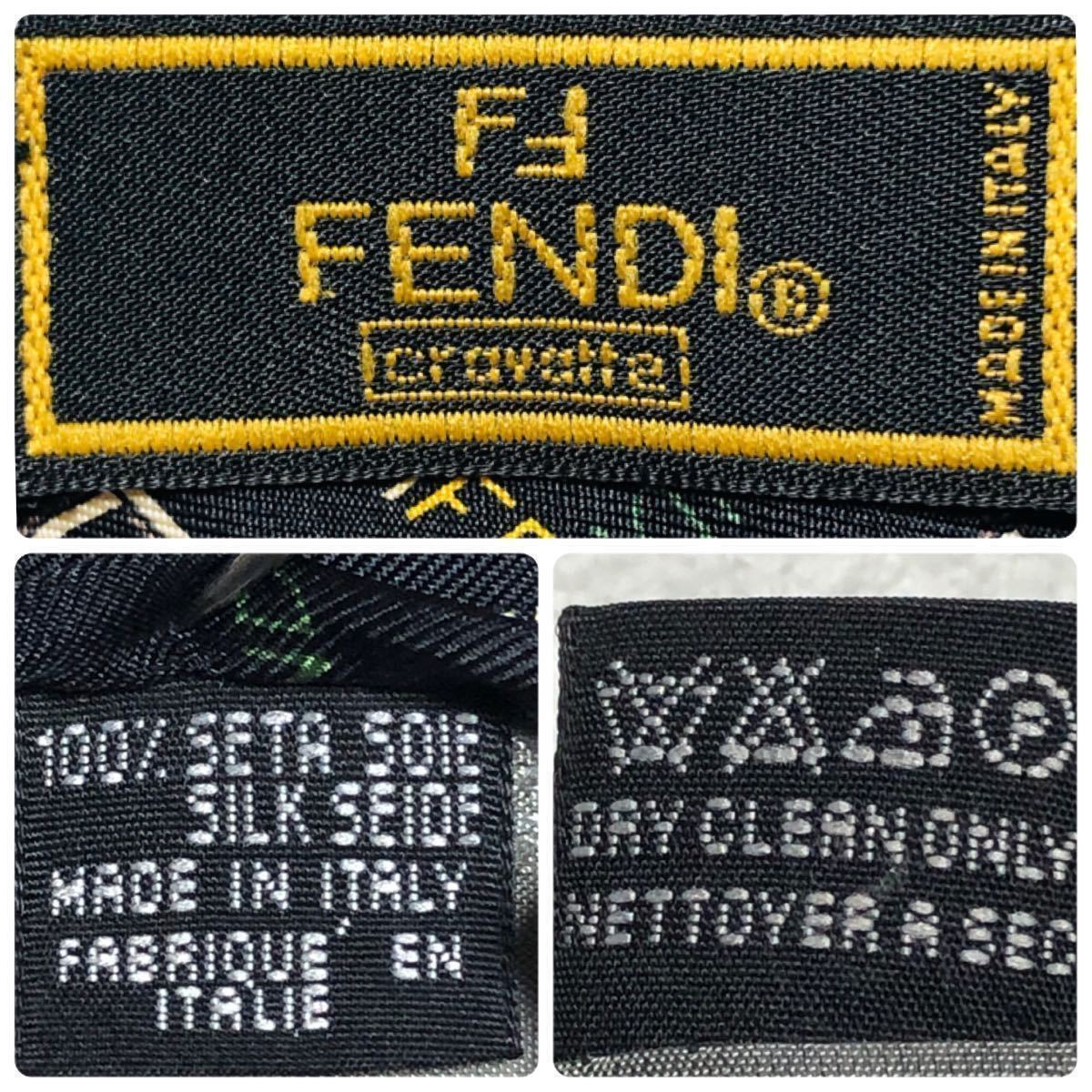 # прекрасный товар #FENDI Fendi галстук FF рисунок Logo общий рисунок .. шелк 100% Италия производства черный 