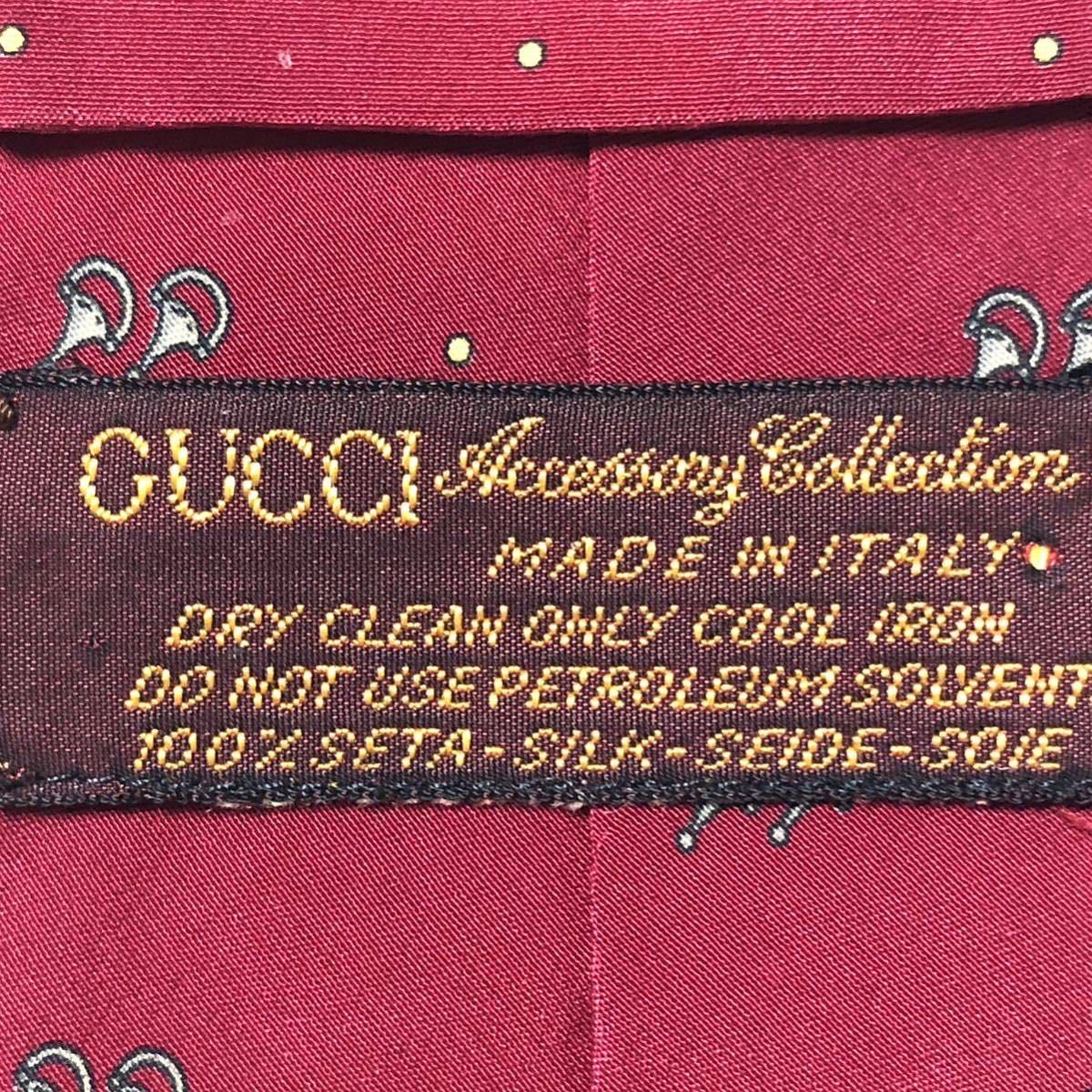 GUCCI グッチ ネクタイ ドット 馬具 あぶみ 総柄 シルク100 GUCCI グッチ ネクタイ ドット 馬具 あぶみ 総柄 シルク100