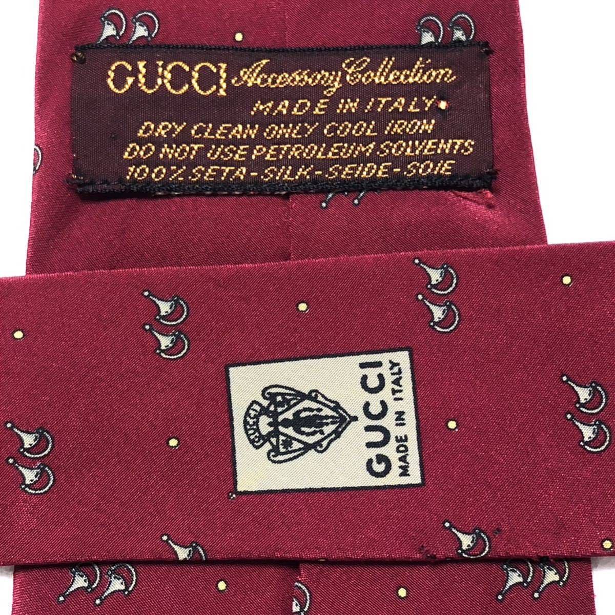 GUCCI グッチ ネクタイ ドット 馬具 あぶみ 総柄 シルク100 GUCCI グッチ ネクタイ ドット 馬具 あぶみ 総柄 シルク100