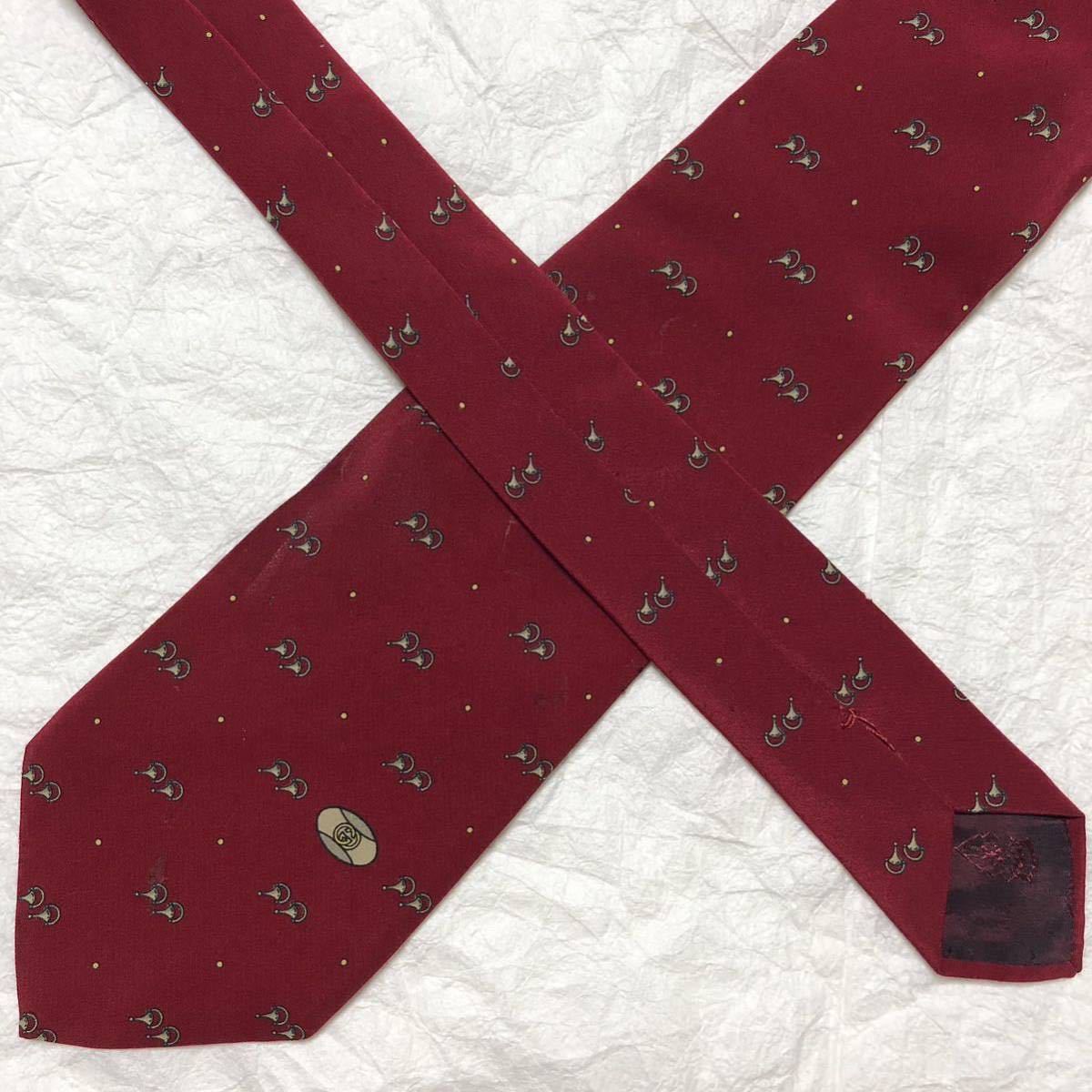 GUCCI グッチ ネクタイ ドット 馬具 あぶみ 総柄 シルク100 GUCCI グッチ ネクタイ ドット 馬具 あぶみ 総柄 シルク100