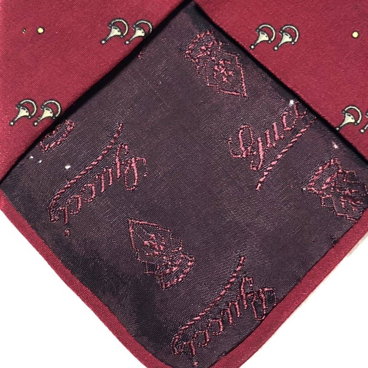 GUCCI グッチ ネクタイ ドット 馬具 あぶみ 総柄 シルク100 GUCCI グッチ ネクタイ ドット 馬具 あぶみ 総柄 シルク100