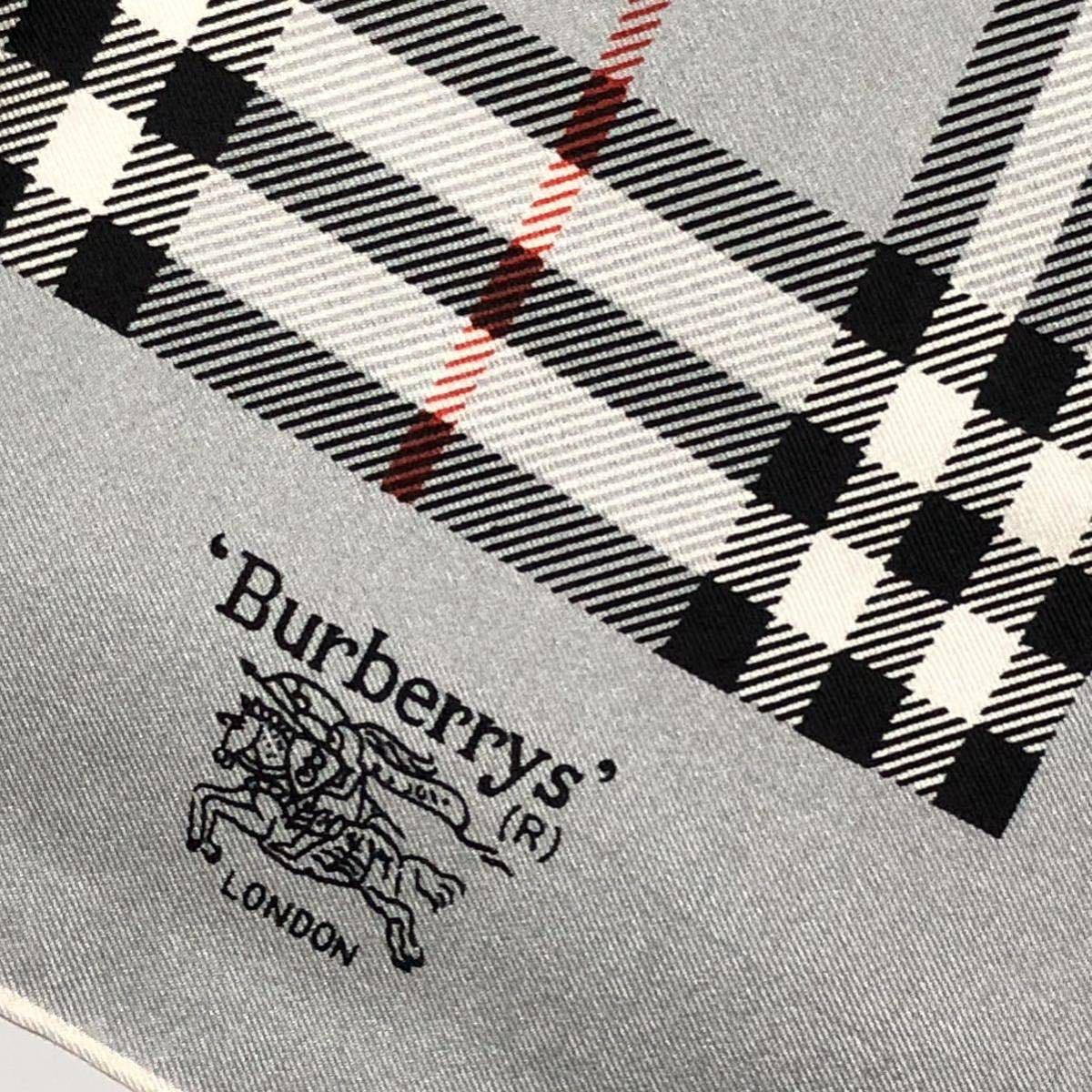 ■新品タグ付き■Burberrys バーバリー　大判スカーフ　シルク100% 三陽商会　ノバチェック　グレー系_画像3