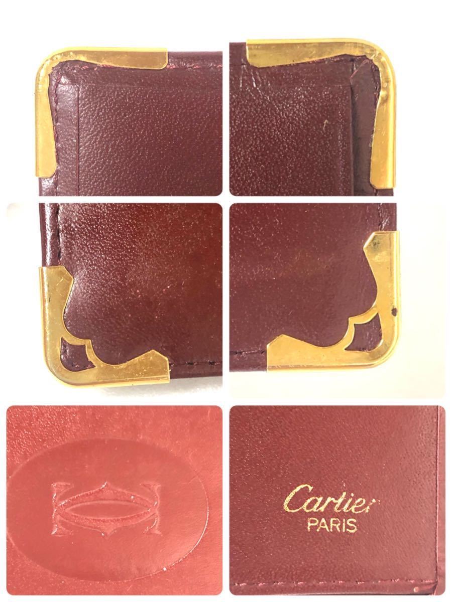 Cartier カルティエ　マストドゥカルティエ　長財布 札入れ　レザー　ボルドー　ゴールド金具_画像9