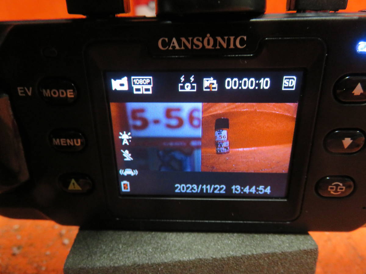 BY5924 保証付 ツインカメラ ドライブレコーダー/CANSONIC Z1/180度 回転式レンズ/前方&車内/フルHD Gセンサー/シガーor直結/m-SDカード無