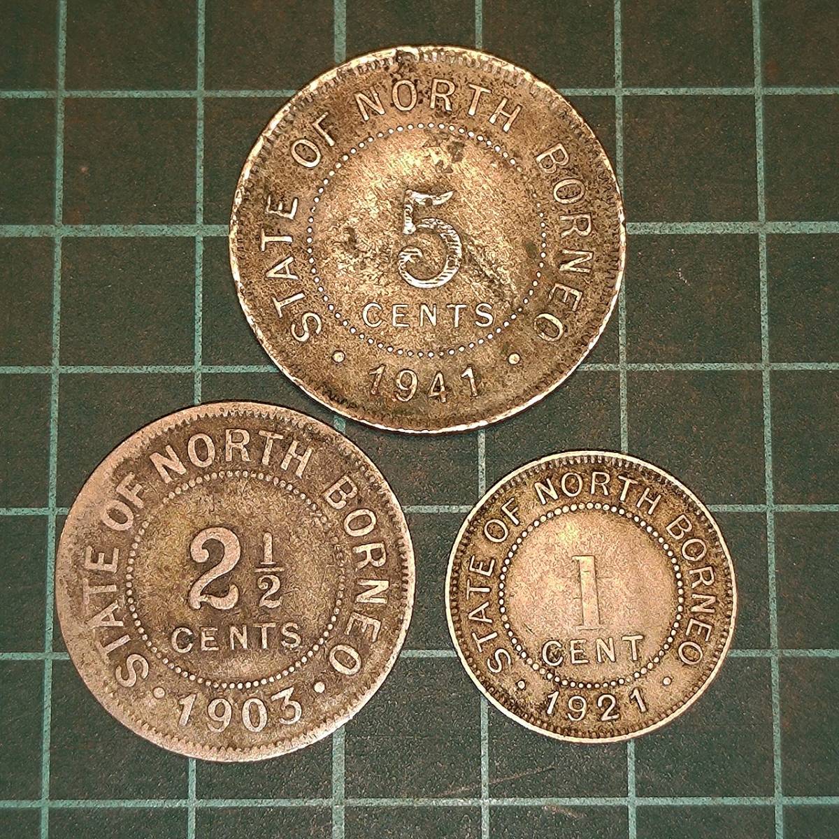 【1円スタート】イギリス領　北ボルネオ　5セント　2 1/2セント　1セント　硬貨　おまとめ_画像1