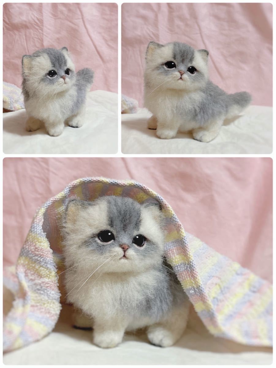 nenneco. チンチラシルバー 子猫 羊毛フェルト ハンドメイド nenneco. チンチラシルバー 子猫 羊毛フェルト ハンドメイド
