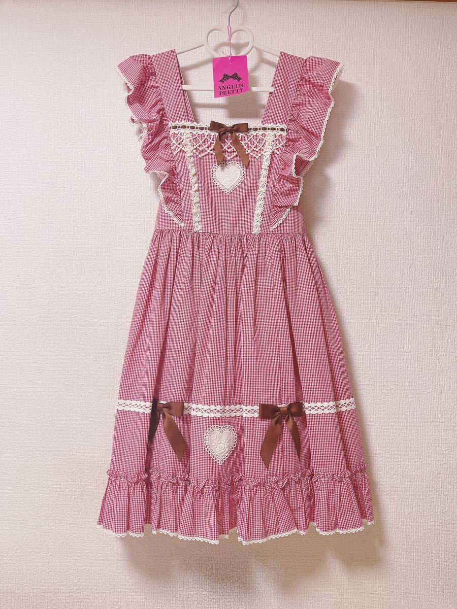 AngelicPretty petit heart JSK ピンク×アカ AngelicPretty petit heart JSK ピンク×アカ