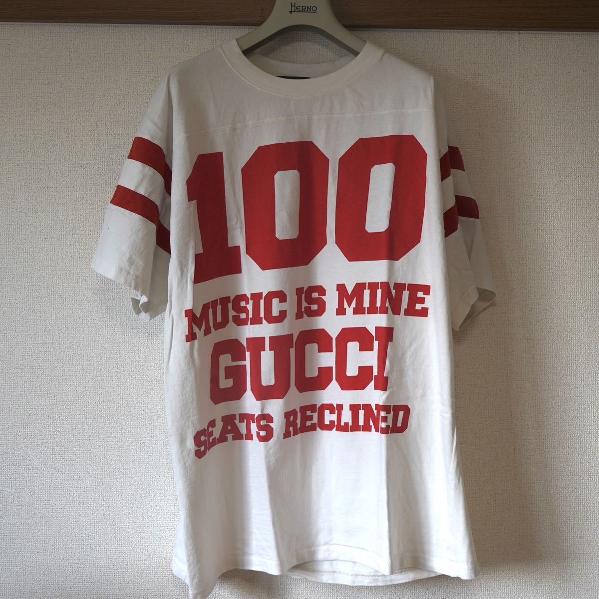 GUCCI グッチ 100周年 MUSIC IS MINE ロゴ Tシャツ XL 古着 ホワイト