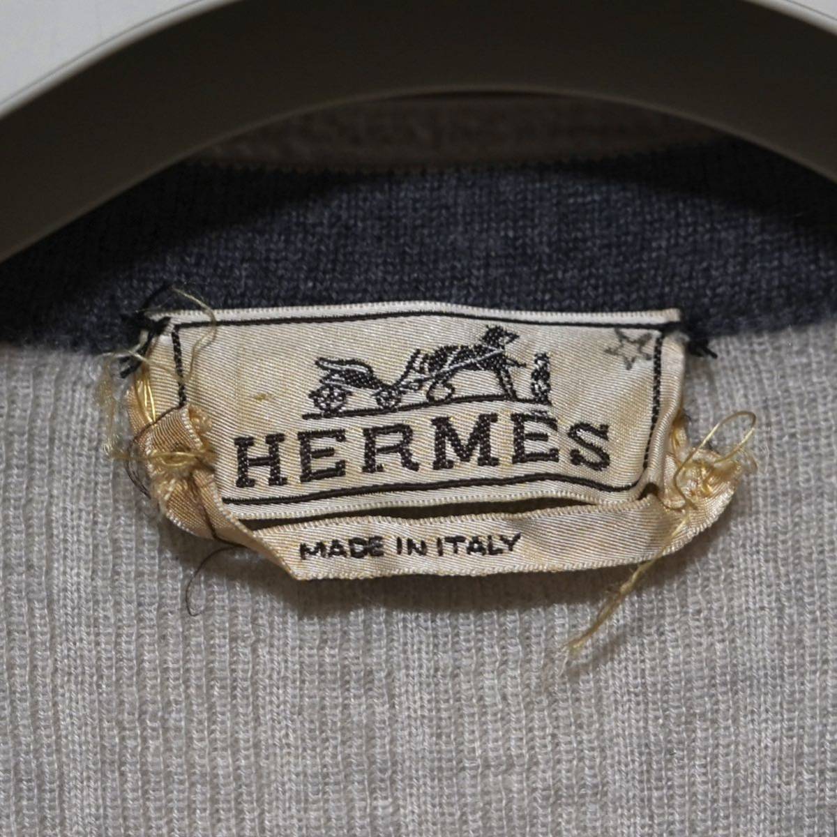 【HERMES】エルメス 星タグ メンズ セーター ニット トップス XL カシミヤ ベージュ 長袖_画像4