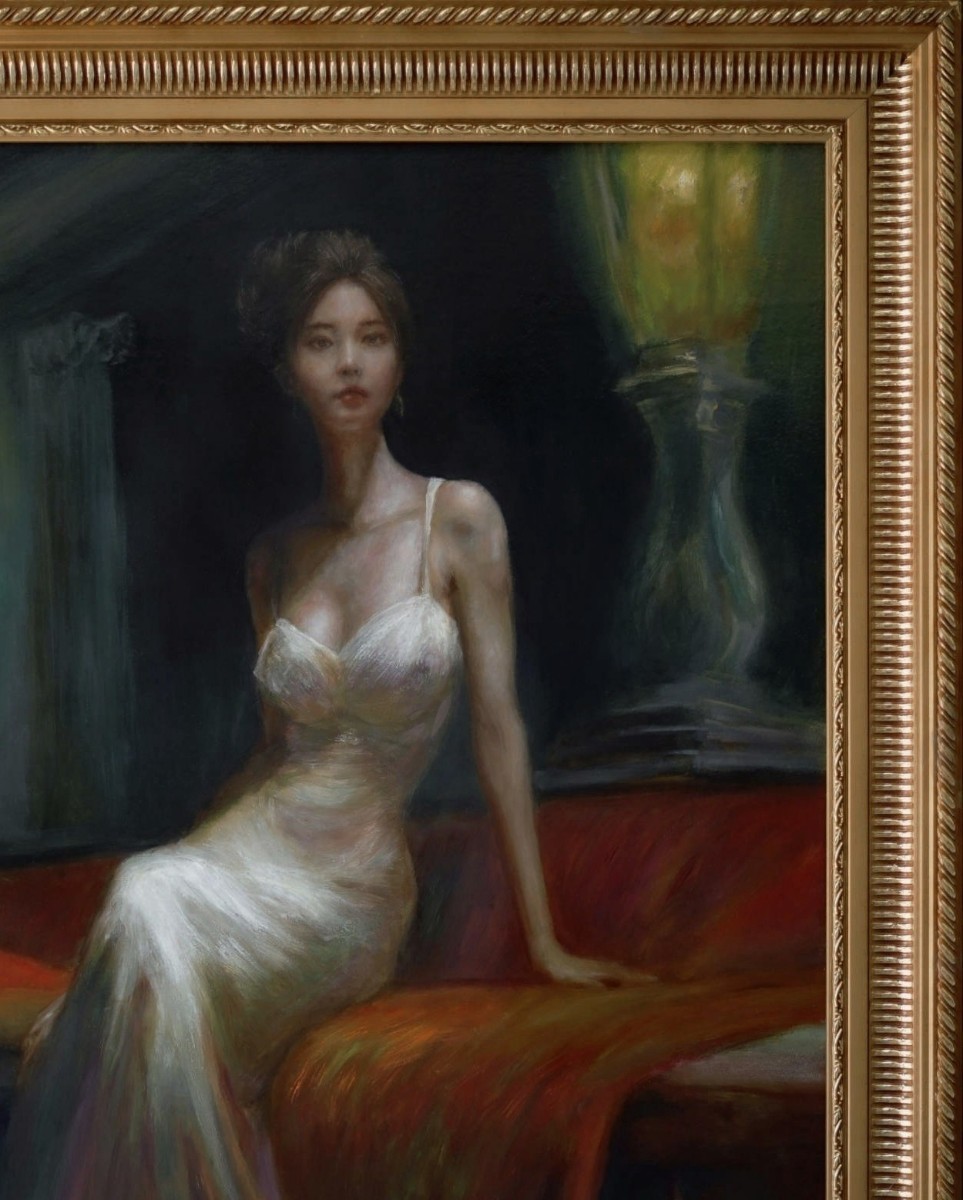 i□ 【蔵出】真作 Xia Zhen 美人画 油彩 肉筆 サイン 額装 中国 i□ 【蔵出】真作 Xia Zhen 美人画 油彩 肉筆 サイン 額装 中国