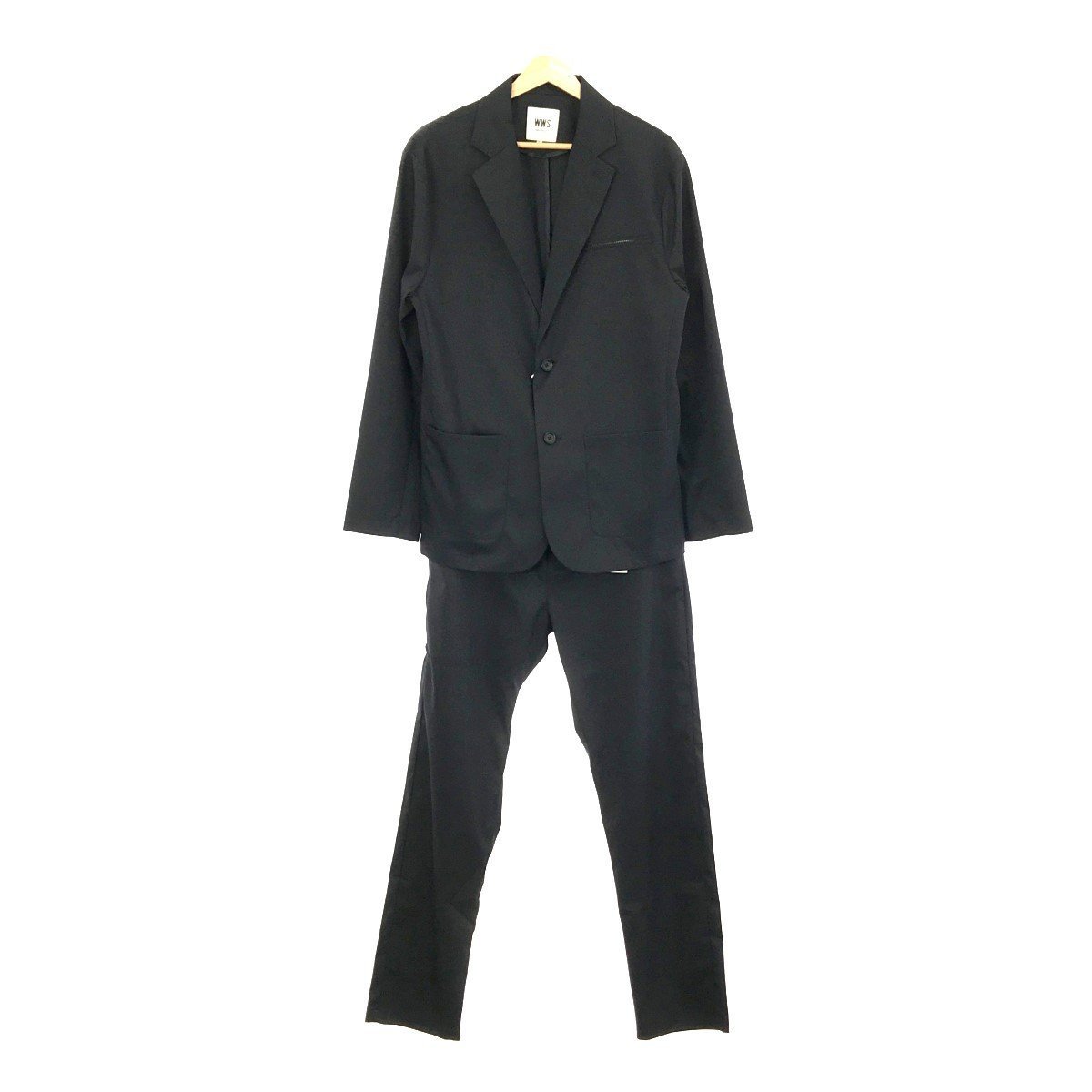 タグ付 WWS WORK WEAR SUIT ワークウェアスーツ 91-1003WB-M/93-3007WB-M セットアップスーツ テーラードジャケット スラックスパンツ L 黒_画像1