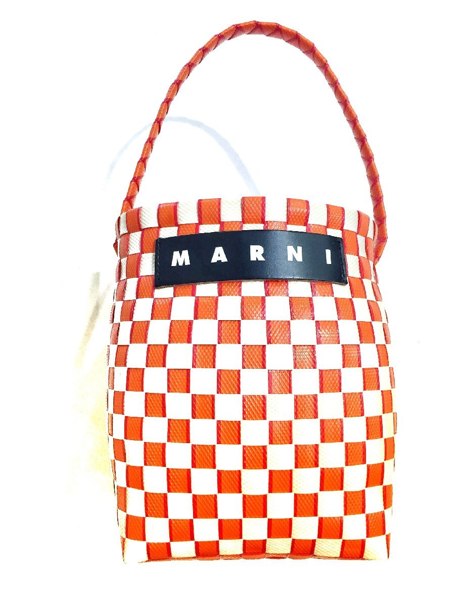 MARNI MARKET マルニマーケット ONE HANDLE BASKET BAG ワンハンドルバスケットバッグ ハンドバッグ メッシュ カゴバッグ オレンジ