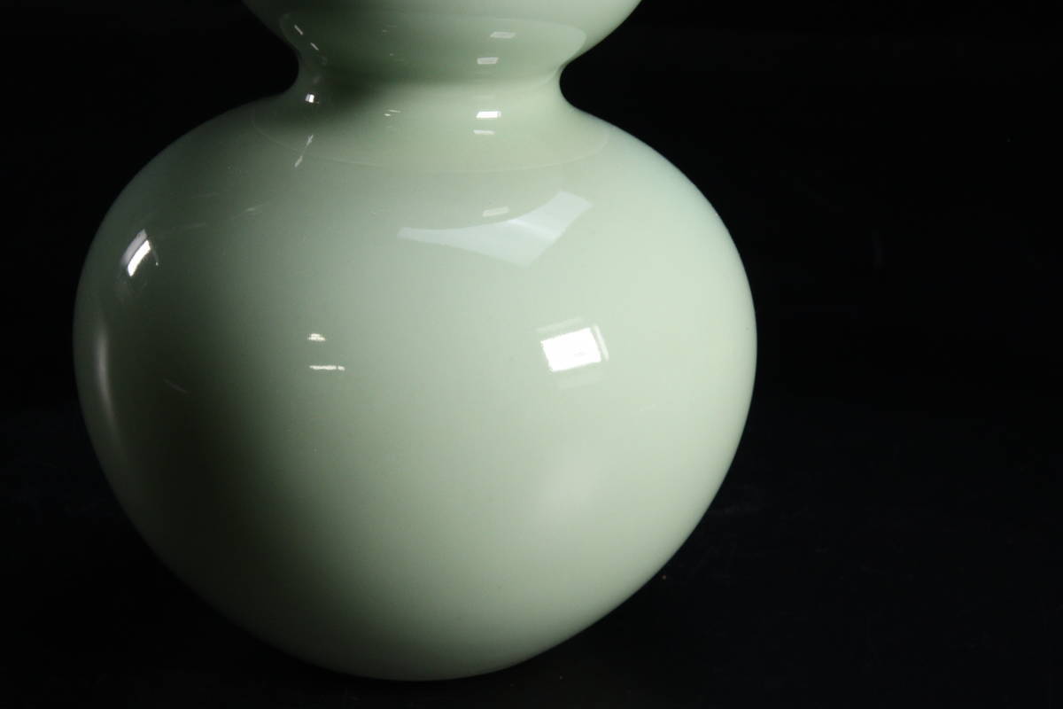 。◆錵◆中国古玩 大清乾隆年製 緑釉瓢形花瓶 22cm 唐物骨董 [S361]Ob/23.9廻/TB/(80)_画像3