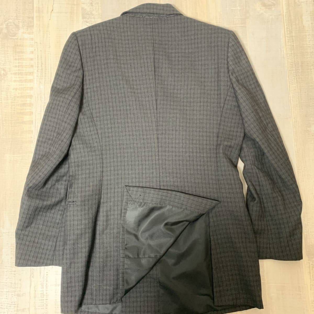 [ сделано в Японии шерсть Mark входить ]KATHARINE HAMNETT шерсть 100% двойной breast проверка tailored jacket Katharine Hamnett L