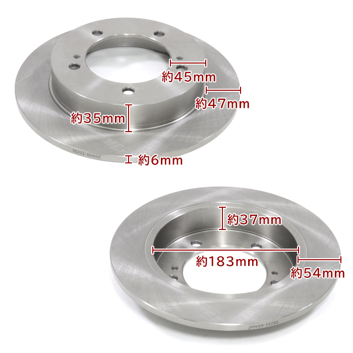 スズキ ジムニー JA12C JA12V JA12W フロント ブレーキディスクローター 左右セット 55211-60A00 1A003-325XA 互換品 純正交換_画像4