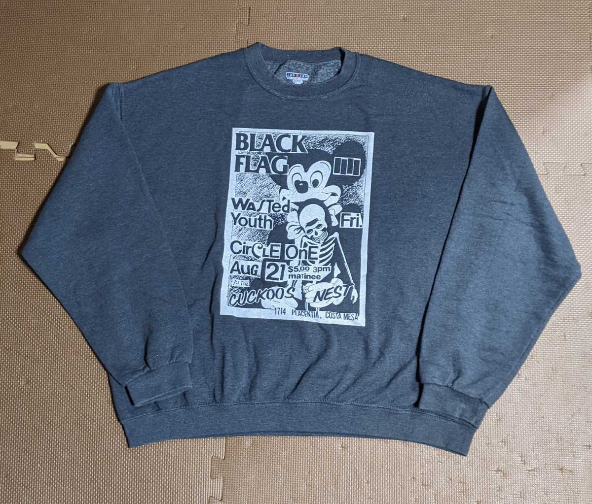  редкий 90s Vintage BLACK FLAG тренировочный XL Mickey *WASTED YOUTH 90 годы ... город 80s длинный рукав departure запрет частота фильм 