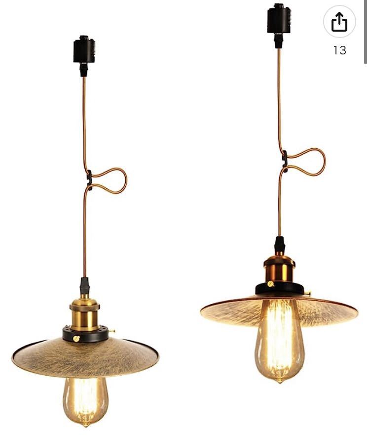 ペンダントライト　照明器具　吊り下げ　ダクトレール式　復古銅色　2個セット_画像1