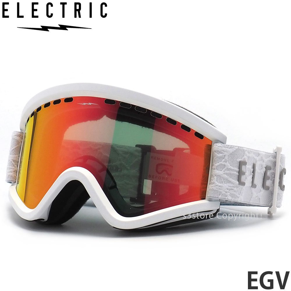 1円～ 23-24 ELECTRIC EGV MATTE WHITE NURON GREY RED CHROME JP LENS エレクトリック スノボ ゴーグル ASIANFIT 2024 [同梱不可]_画像1