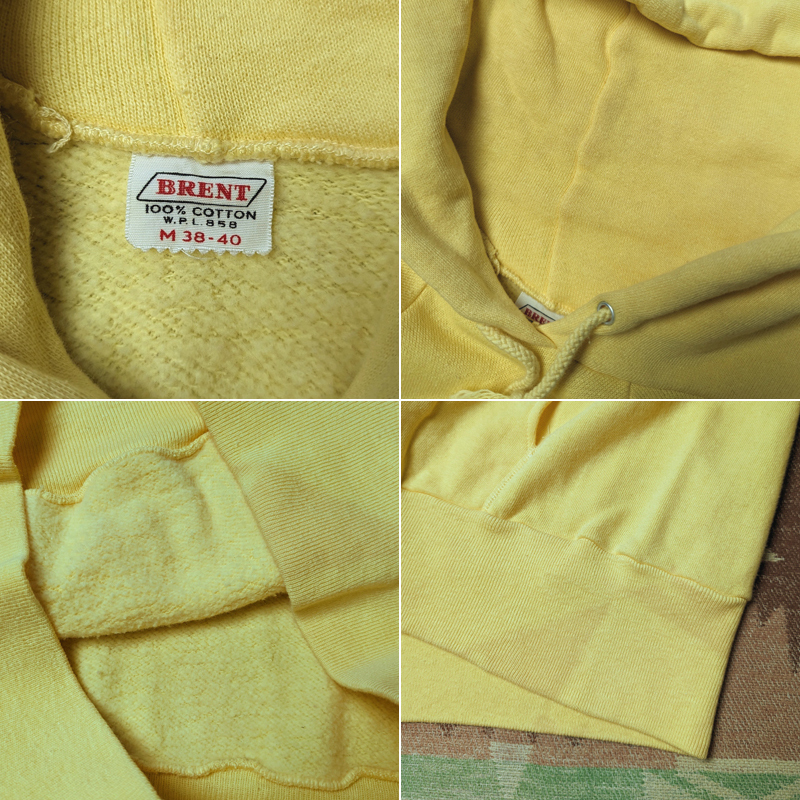 60s 【BRENT】 Yellow Sweat Parka/ 60年代 スウェット パーカー 100%コットン ラグラン パーカ フーディー フーディ ビンテージ 50s70s_画像7